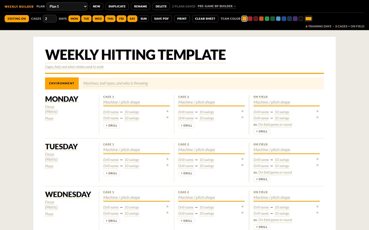 Weekly Hitting Builder template